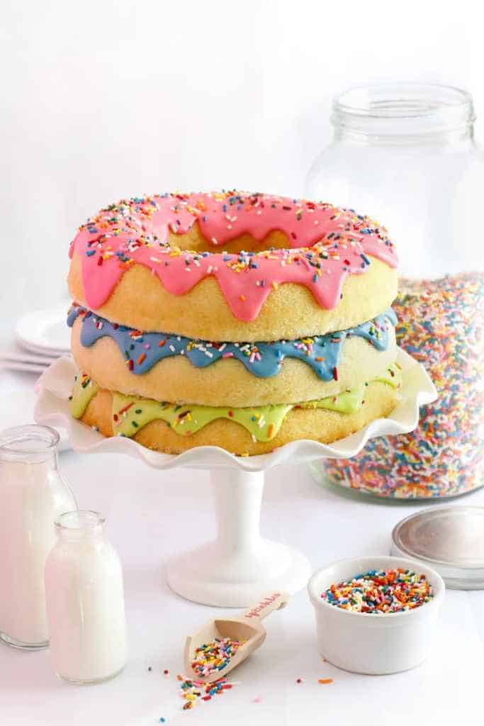 Triple-stack donut cake