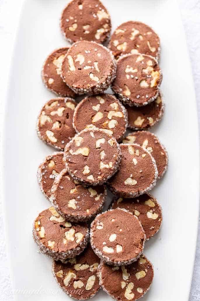 Chocolate Shortbread Cookies With Walnuts